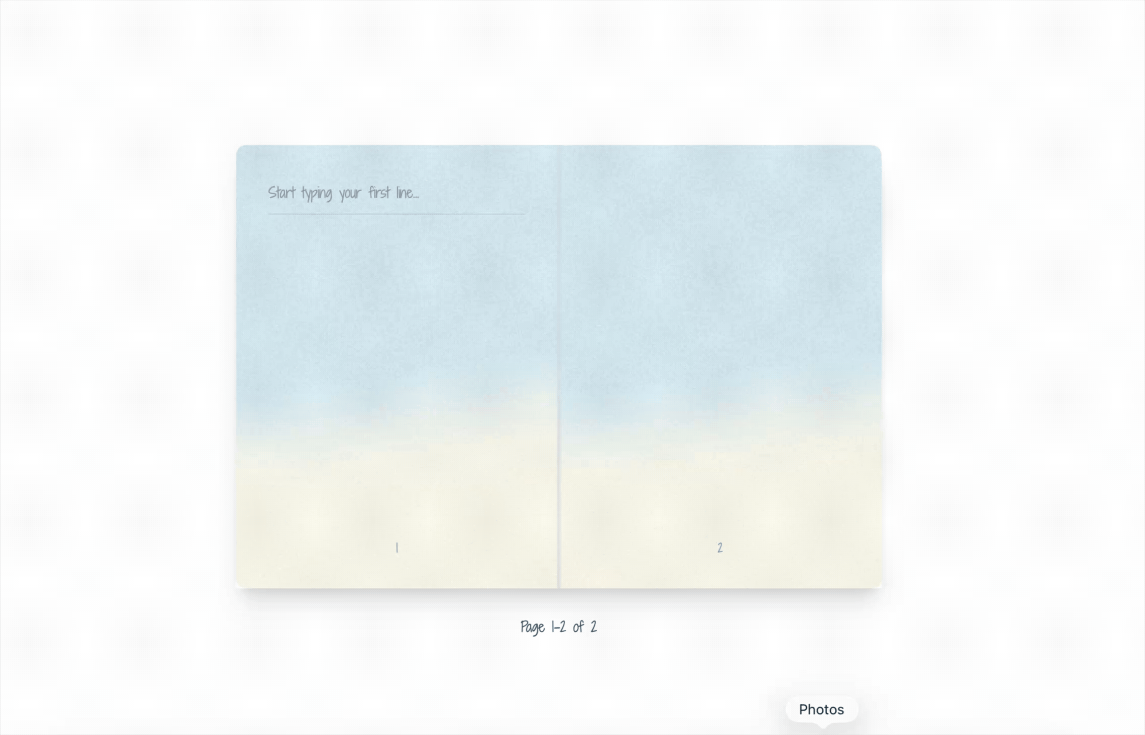 Poem Pocket — open notebook spread with placeholder line and page numbers